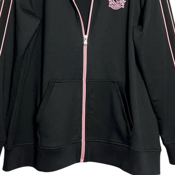 Lauren Ralph Lauren Crested Track Jacket Zip Up Black & Pink 1X - Picture 9 of 9